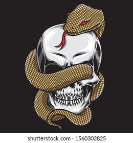 snake with skull vector logo