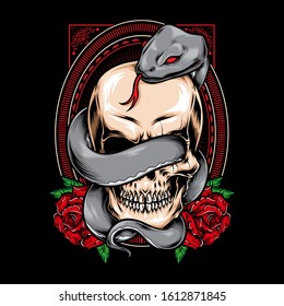 snake skull vector tshirt design