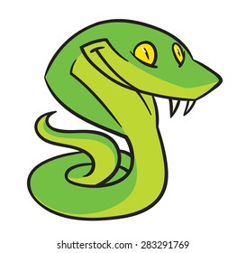 Snake with a smile - hand draving, vector, illustration