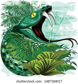 Snake Spirit in Rainforest Jungle Vector Illustration 