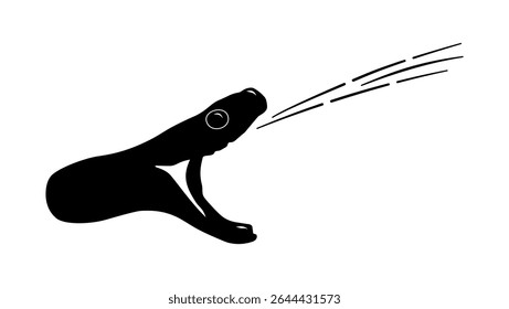 Veneno cuspidor de cobra , silhueta isolada preta