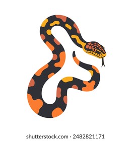 Snake with spots on its skin. Colored flat vector illustration on white background.