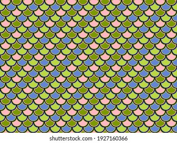 Snake squama magic vector tile pattern. Art elements geometry. Snakeskin graphic illustration. Nautical fabric print. Half circle lizard scales ornament.