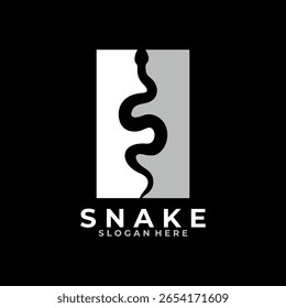 Snake e modelo de vetor de design de logotipo quadrado.