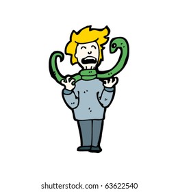 snake strangling man cartoon