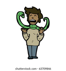 snake strangling man cartoon