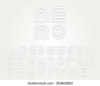 Snake Stripe Font Set. Emboss