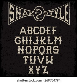 snake style gothic grunge alphabet