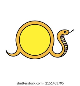 Snake and sun, egyptian sign. Vector illustration
