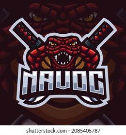 Snake with Sword Mascot Gaming Logo Template
