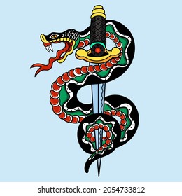 SNAKE AND SWORD FOR TATTOO, CHARACTER, STICKER, T-SHIRT