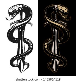 Snake And Sword Tattoo Illustration