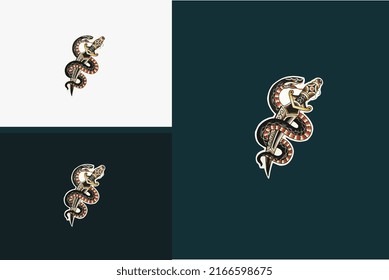 snake and sword vector flat design