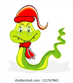 snake symbol of 2013 year with hat