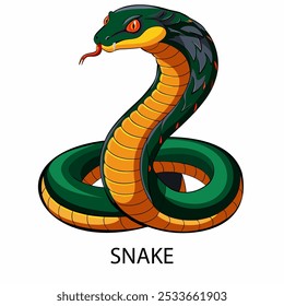 Snake symbol of 2025 in cartoon style on a white background. Vector illustration.