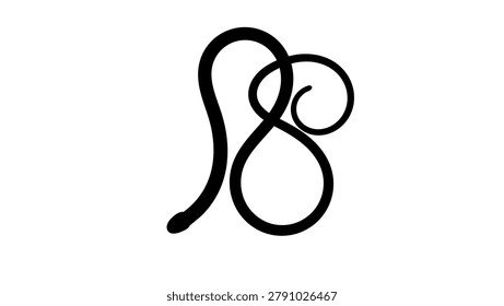 snake symbol , black isolated vector silhouette