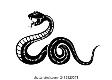 Snake symbol of chinese new year 2025. Zodiac sign, year of the Snake, tattoo, template for greeting card, invitation, t-shirt print. Vector cartoon on transparent background