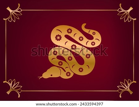 Snake Symbol In Chinese Zodiac, Represents Wisdom, Intuition And Transformation. Cny Horoscope Sign, Golden Serpent Stock photo © 