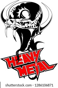 Snake is a symbol of hard rock. Black and white dragon with a red symbol of hard rock