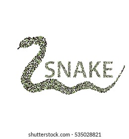 Snake symbol with text from circles on the white background text