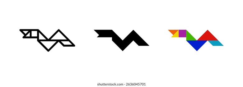 Snake tangram icon. Ideal for reptile or puzzle designs.