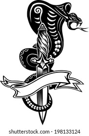 Snake Tattoo Cobra and Dagger