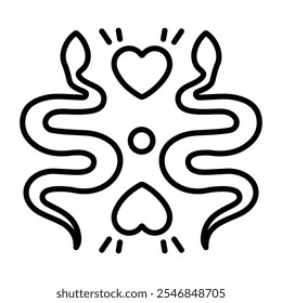 Snake tattoo icon in linear style 
