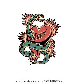 snake tattoo illustration vector design