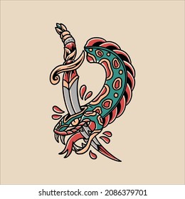 snake tattoo illustration vector design