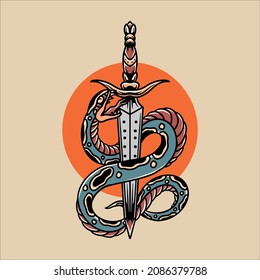 snake tattoo illustration vector design