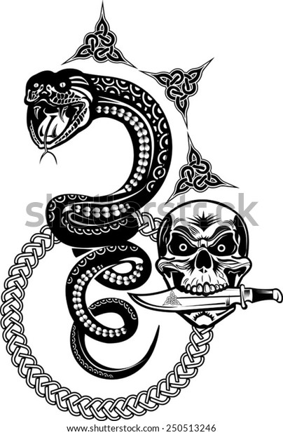 Snake Tattoo Skull Stock Vector (Royalty Free) 250513246