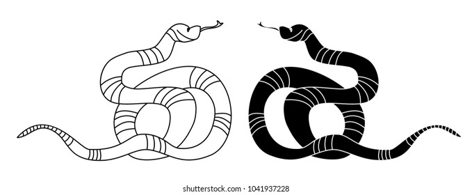 snake tattoo style vector illustration.Lampropeltis triangulum vector.Sticker and hand drawn snake for tattoo.snake Reptile illustration.
