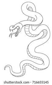 snake tattoo style vector illustration.Traditional Japanese culture for printing on background.Snake with Sunrise for coloring book on background.
