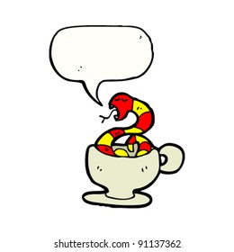 Schlange in Teebecher-Cartoon