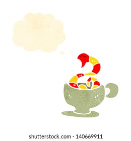 snake in teacup retro cartoon