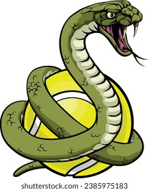 A snake with a tennis ball sports team animal cartoon mascot svg