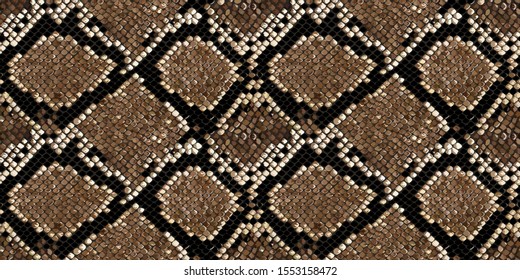 Snake texture brown and black seamless pattern . Vector. Snake texture. Fashion and stylish background. Fashionable print.