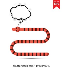Snake with thought bubble isolated on white background. Animal symbol for your web site design, logo, app, UI. Eps10 vector illustration.