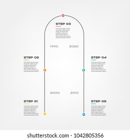 Snake timeline steps infographics - can illustrate a strategy, workflow or team work, vector flat color, business template for presentation. Can be used for diagram, banner, web design