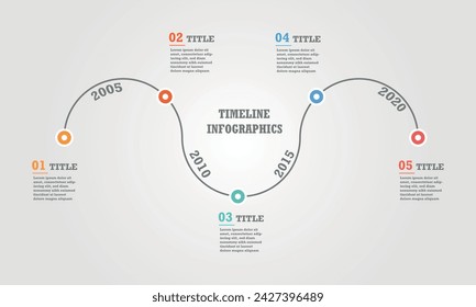 Snake timeline steps infographics,  vector flat color, business template for presentation, Can be used for diagram, banner, web design.