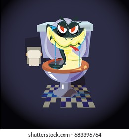 snake in the toilet - vector illustration