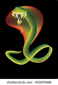 Snake with tongue on black background