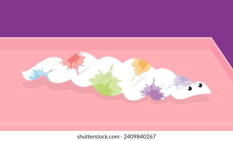 Snake from a towel with paints, vector