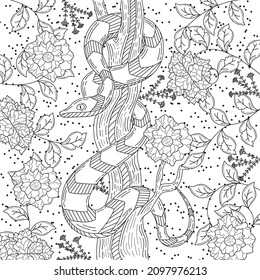 Schlange im Baum. Vektorgrafik