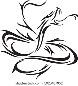 Snake tribal tattoo designs. Vector Cobra, black and white cartoon python, isolated on white background vector