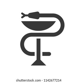 A snake twined around a chalice, Bowl of Hygieia one of the symbols of pharmacy.