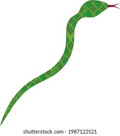 Snake vector design. Green colored snake with beautiful skin pattern. Scalable snake illustration.