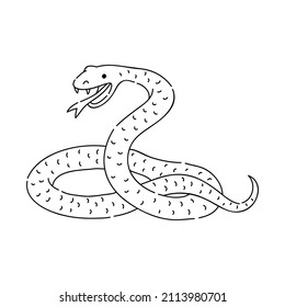 Snake vector doodle animal of Eastern astrological calendar black outline on white background.