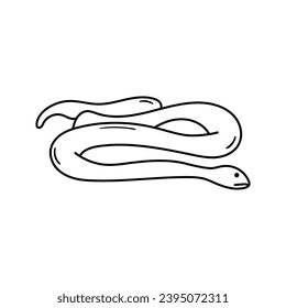 Snake vector icon in doodle style. Symbol in simple design. Cartoon object hand drawn isolated on white background.