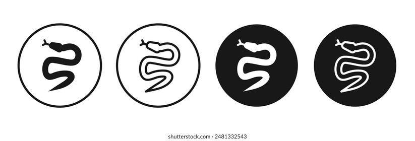 Snake Vektorgrafik Icon Set schwarz gefüllt und umrissen Stil.